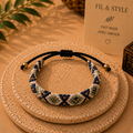 Bracelet tressé bleu et blanc