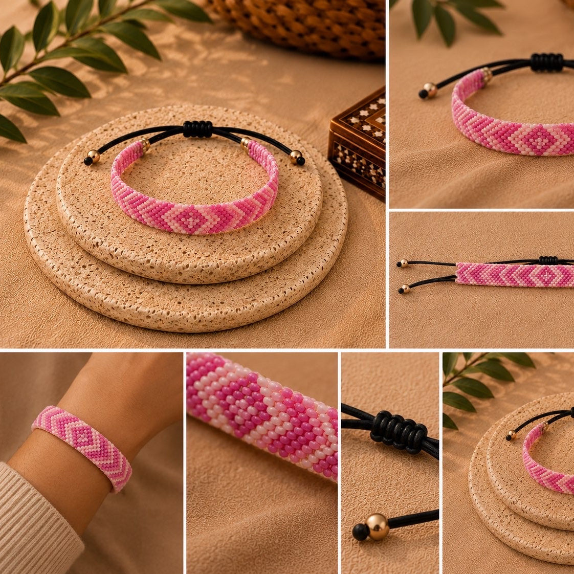 Bracelet tressé Rose