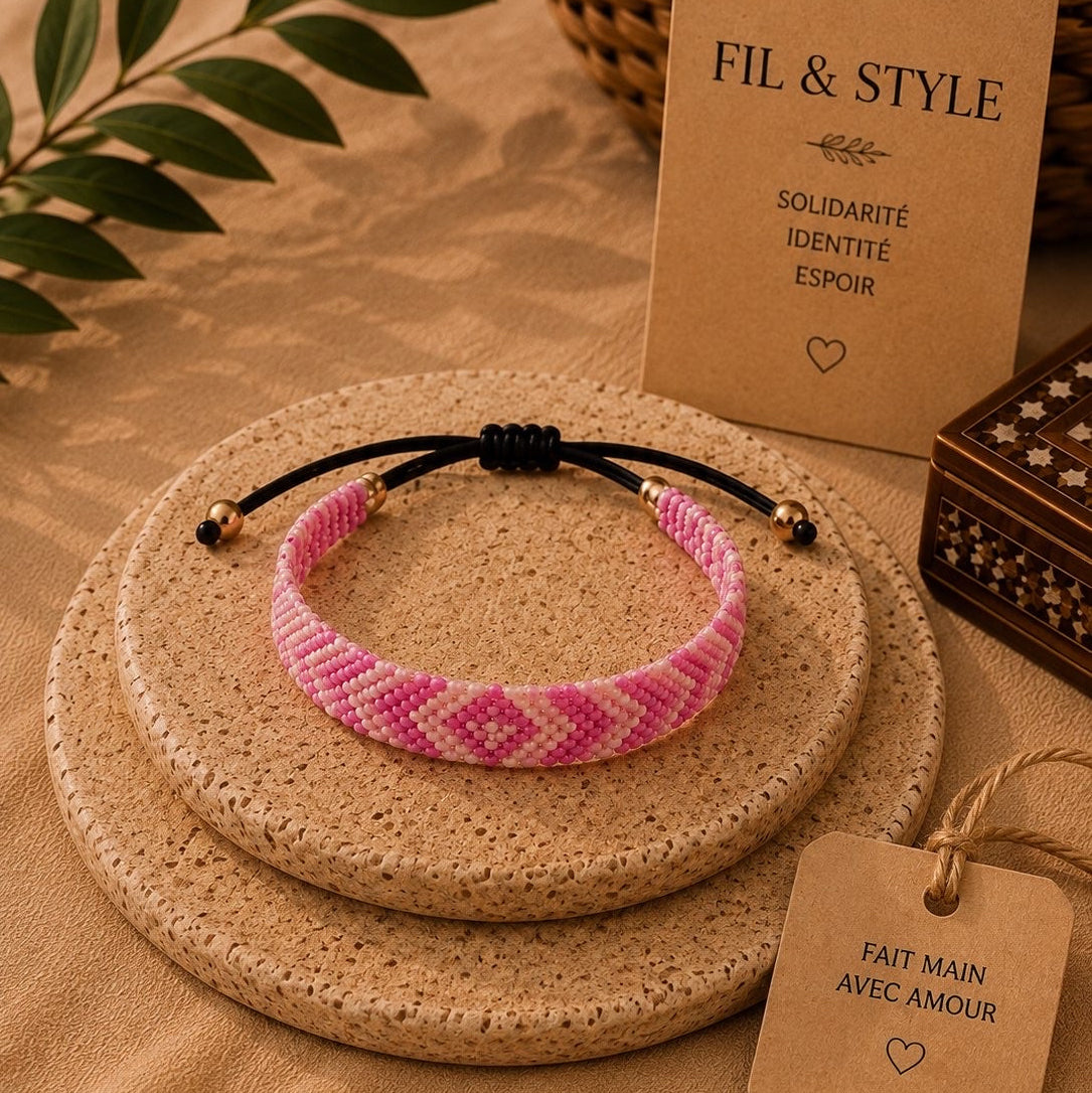 Bracelet tressé Rose